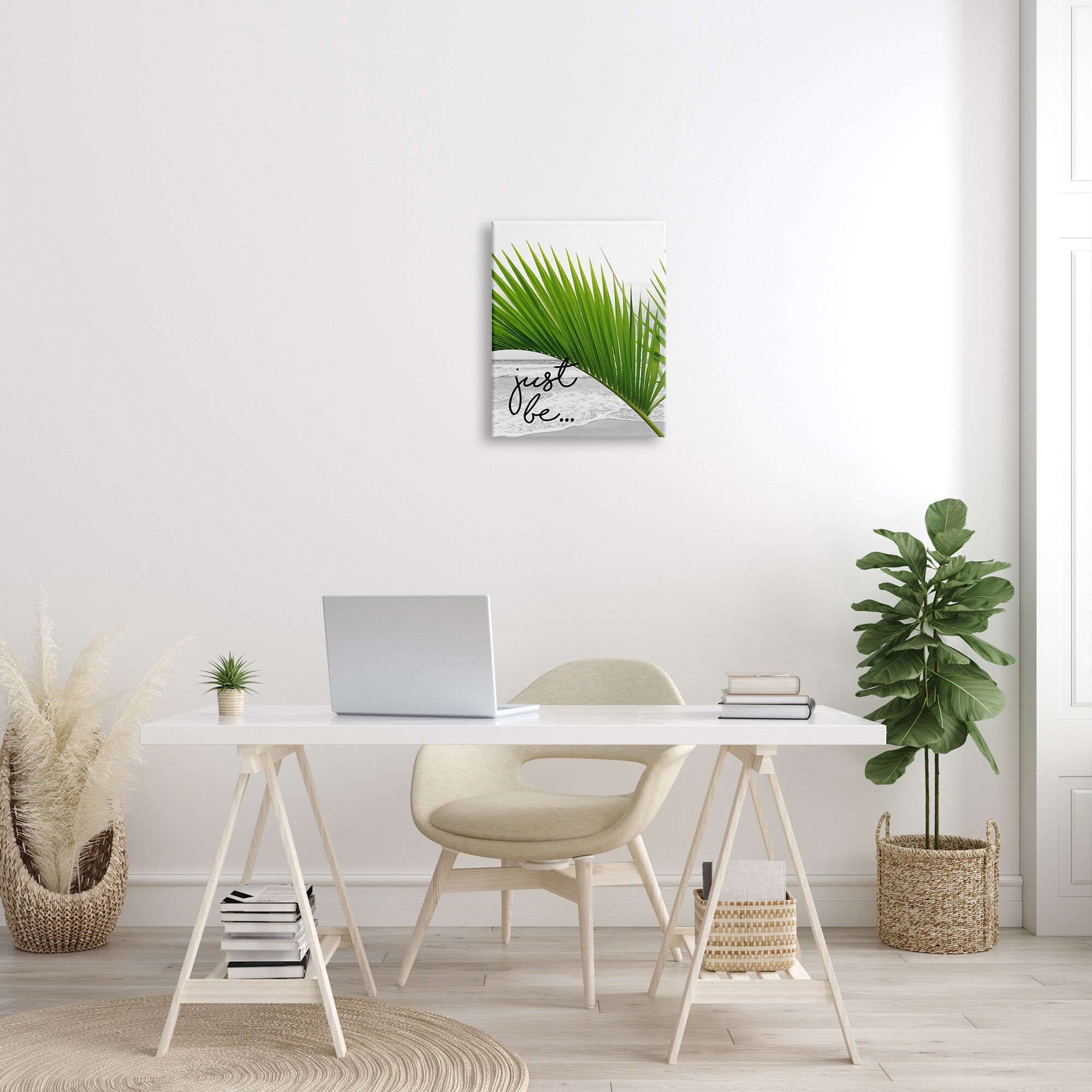 Stupell Industries Just Be Soothing Green Palm Seaside Ocean Shore Graphic Art Gallery Wrapped Canvas Print Wall Art, Design by J. Weiss