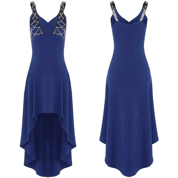 FAKKDUK Gothic Dress for Women Sale Clearance Y2K Punk Dress Strappy Retro Medieval Victorian Dress Halloween Goth Dress Steampunk Clothing Party Cocktail Carnival Ladies A-line Swing Dresses