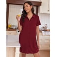 thumbnail image 2 of Ekouaer Nightgowns for Women Button Down V Neck Sleepshirt Short Sleeve Nursing Dress, 2 of 6
