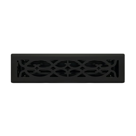 2.25" x 12" Flat Black Victorian Style Floor Register - Decorative Vent Cover