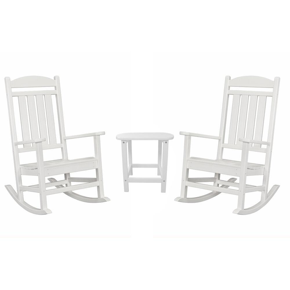 Hanover Pineapple Cay All-Weather 3-Piece Outdoor Patio Porch Rocker Chat Set, 2 Rockers and Side Table, Eco-Friendly, Recycled Material, Made in USA - PINE3PC-WHT - image 3 of 5
