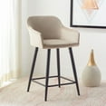 thumbnail image 2 of SAFAVIEH Cataleya Square Mid Back Counter Stool, Taupe/Black, 2 of 12