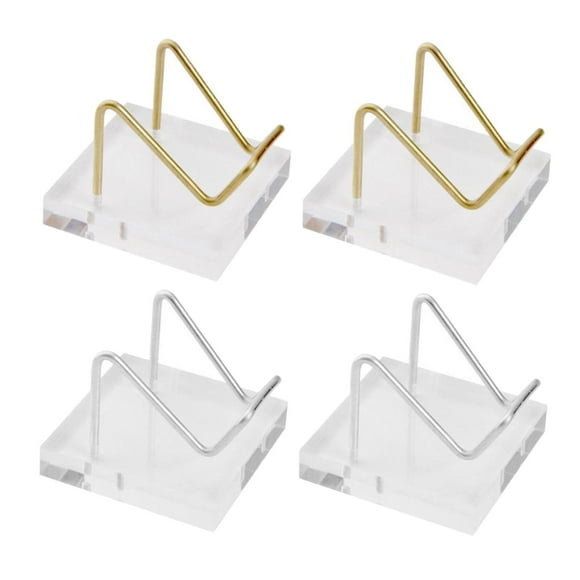 4 Packs Acrylic Display Holder - Clear Display Easel Stands for Geode Rock Mineral Agate Fossils Coral Small Collectibles Display Stands
