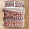 thumbnail image 3 of Levtex Home - Madera Duvet Set - Twin Duvet Cover (66 x 88in.) + One Standard Pillow Cases (26 x 20in.) - Navy, Rust, Orange and Cream - Printed Velvet Medallion Stripe - Polyester Velvet, 3 of 5