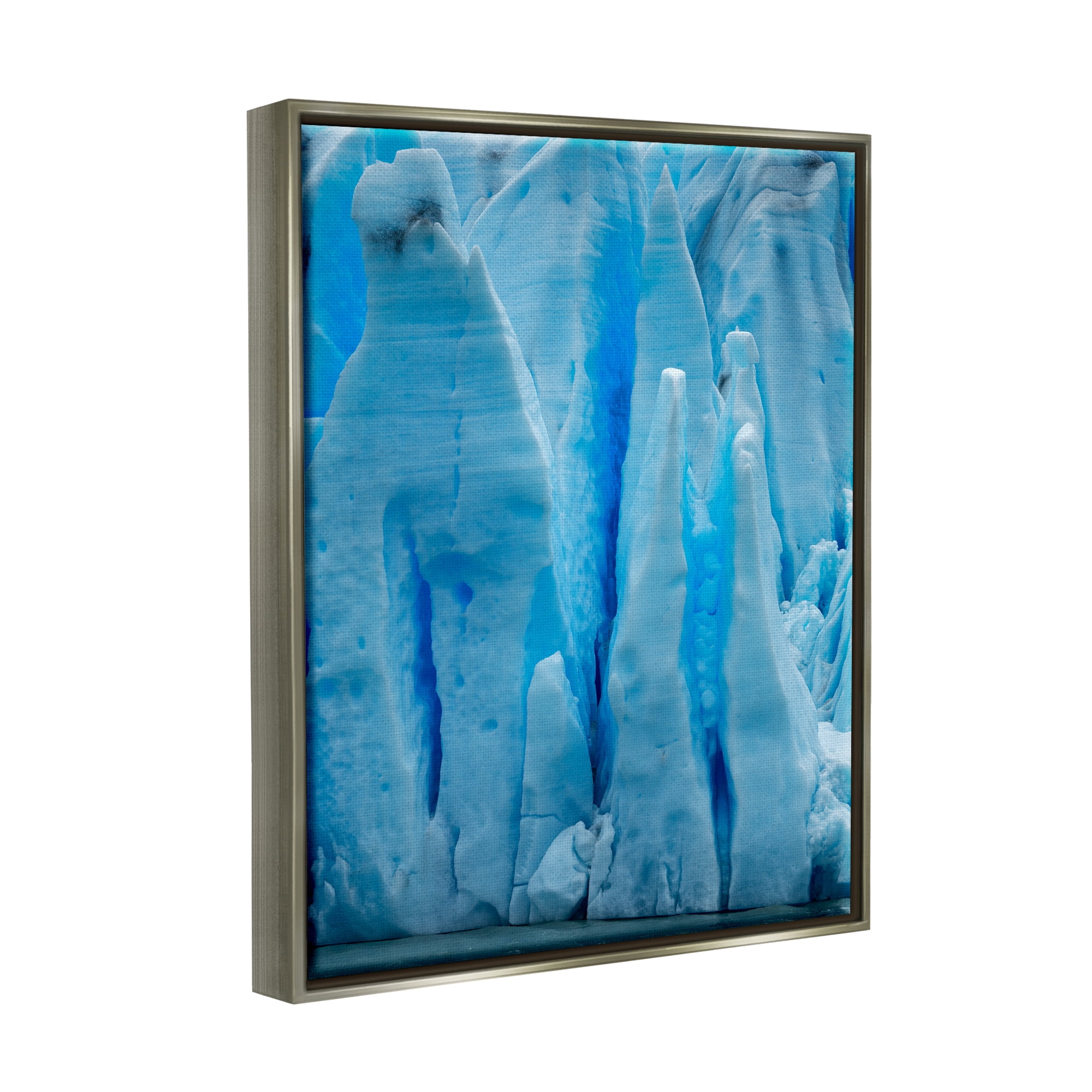 Stupell Industries Blue Glaciers Photography Nature Photography Gray Floater Framed Art Print Wall Art, 25 x 31
