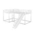 thumbnail image 5 of Full and Twin Size L-Shaped Bunk Bed with Slide and Short Ladder, Loft Bed with Guardrail, White, 5 of 8