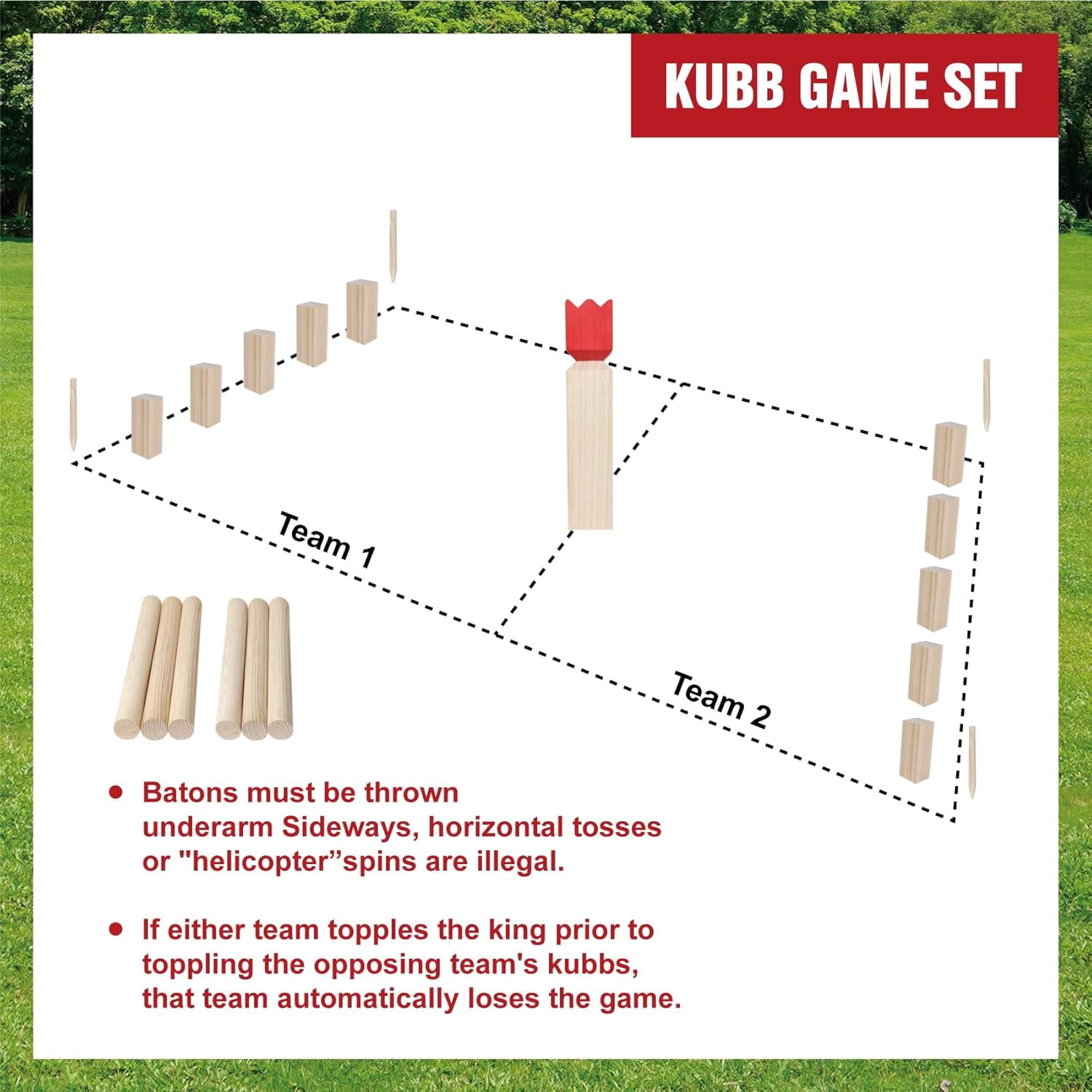 Kubb Yard Game Set - Fun, Interactive Outdoor Family Games for Adults and Kids, Durable Blocks with Travel Bag, Perfect for Backyards, Lawn, and Beach