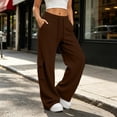 thumbnail image 2 of XIAONU Solid Cargo Wide Leg Pants for Womens Drawstring Waist Flap Side Pockets Sport Trousers, 2 of 9