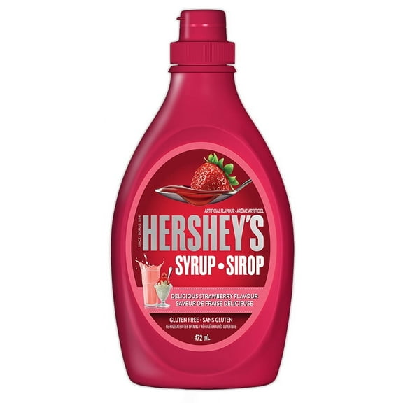 Hershey's Syrup Delicious Strawberry Flavor, 472mL/16 fl. oz. Bottle {Imported from Canada}