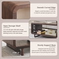 thumbnail image 6 of SinCiDo Modern Coffee Table with Storage Shelf, 2-Tier Wooden Rectangular Minimalist Center Table, Curved Profile Design for Living Room, Office, Brown, 6 of 7