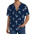 thumbnail image 3 of Disketp Men's Hawaiian Nautical Themed Simple Anchors Print Shirts Button Down Holiday Beach Shirts-Large, 3 of 7