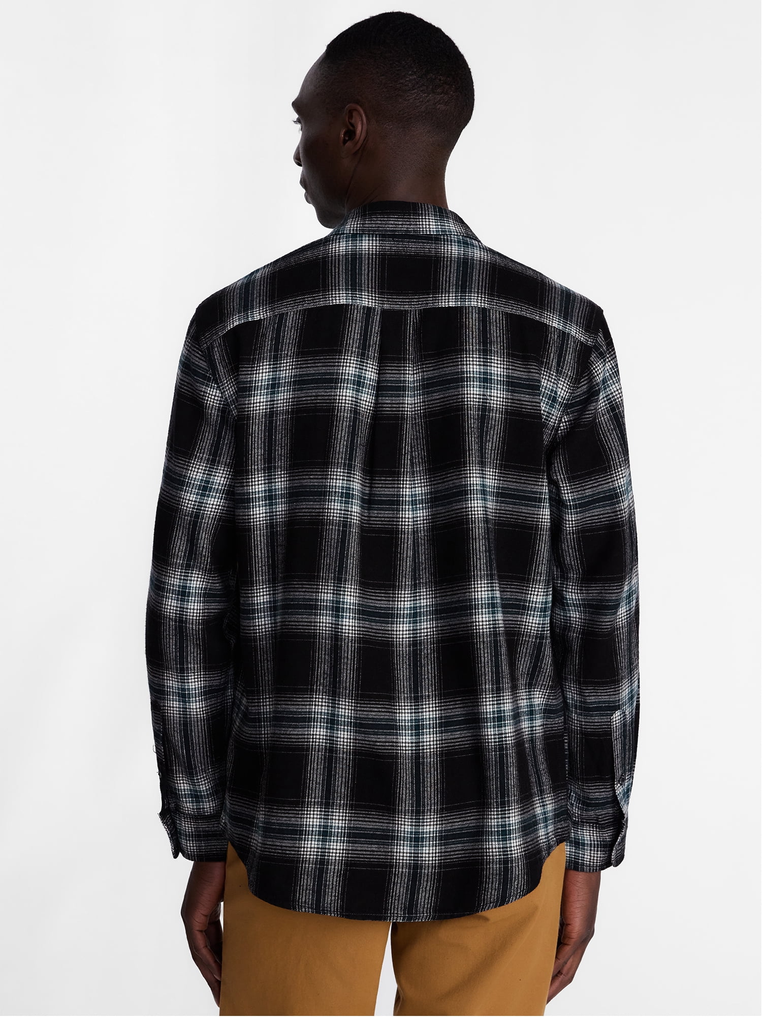 George Men's and Big Men's 100% Cotton Double Pocket Flannel Shirt, Sizes XS-3XLT