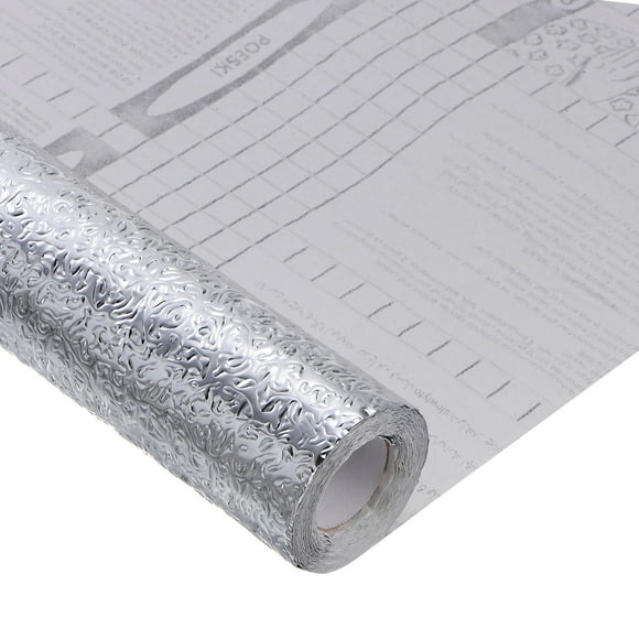 Unique Bargains Silver Peel and Stick Countertops 15.7'x118' Self Adhesive Aluminum Foil Kitchen Backsplash Contact Paper