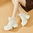 thumbnail image 2 of Xfvqtps Womens Snow Boots Lace Up Fur Lined Thick Bottom High Heel Warm Non Slip Winter Leather Boots Outdoor Slip On Comfortable Shoes White, 2 of 9