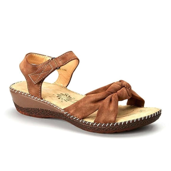 Womens Open-Toe BROWN Knot  Comfort Sandal