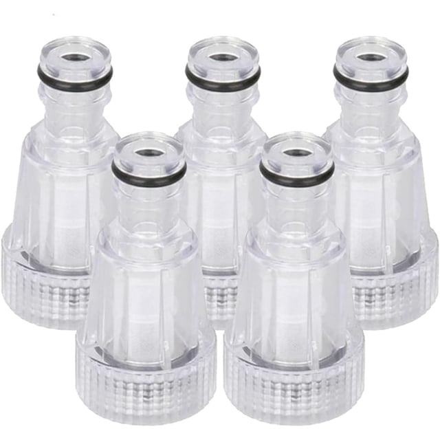 Herramienta de reemplazo de filtro de entrada de agua de plástico transparente para lavadora a presión, adaptador de manguera de jardín, 5 uds.