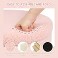 thumbnail image 6 of Round Storage Ottoman Foot Rest Stool with Tray Velvet Sherpa Folding Storage Ottoman,Boucle Foot Rest for Living Room, Bedroom, Dorm,Pink Color, 6 of 14