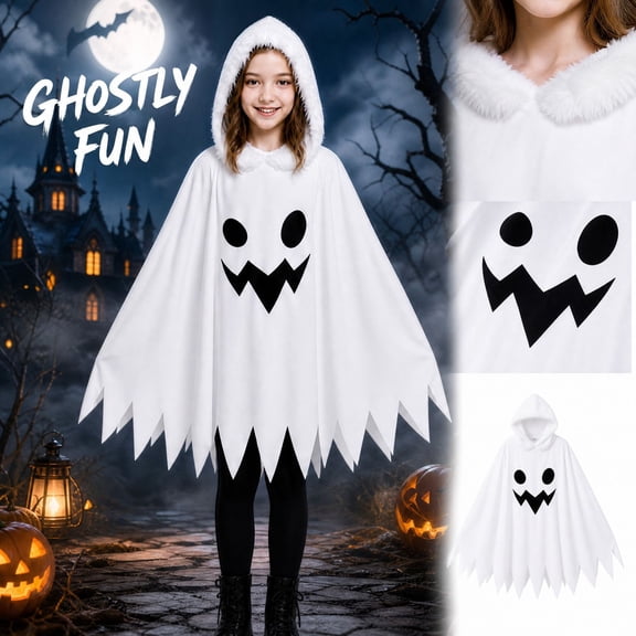 Halloween Costume, Ghost Dress Costume, Hooded Costume Dress, Ghost Costume Halloween Ghost Dress Hooded Costume Dress Spirit Costume for Party Cosplay Haunted House Events and Holiday Photo Moments
