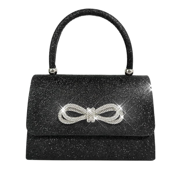 LHSHIDU Womens Evening Bag Sparkly Bow Clutch Purse Wedding Party Purses Glitter Rhinestone Cocktail Prom Handbags