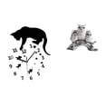 thumbnail image 1 of Reloj de pared silencioso con diseño de gato y búho, con movimiento silencioso, escultura de animal moderna para sala de estar, comedor, oficina, arma, 1 of 8