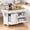 White, variant on 59.3" Kitchen Island with Storage 2 Pull Out Cabinet Organizers & Rubber Wood Drop Leaf, Rolling Kitchen Island with Trash Can Storage, Power Outlet, Spice & Towel Rack for Kitchen, Dining, Grey Blue