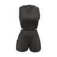 thumbnail image 5 of Dazajoo Womens Summer 2 Piece Outfits Short Sets Matching Sleeveless Tank Top High Waisted Shorts with Pockets Weekly Sale,Gray,L, 5 of 7
