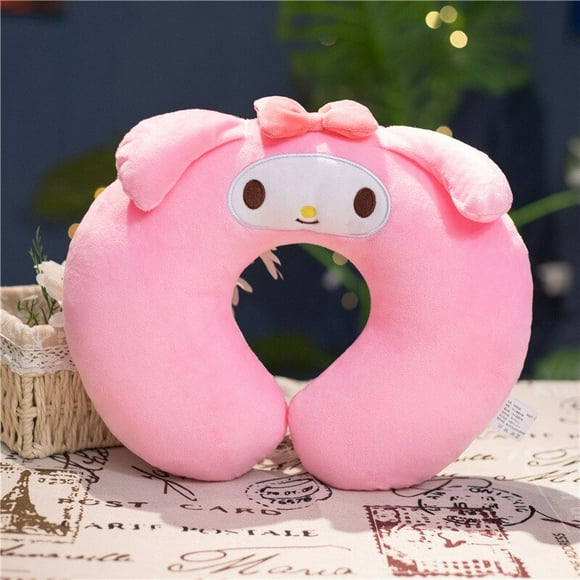 Hellokitty-almohada para coche Sanrio Kawaii Mymelody Kuromi Cinnamoroll U, reposacabezas de viaje para avión de dibujos animados, almohada para el cuello del coche