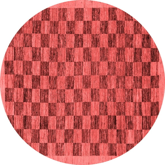 Ahgly Company Machine Washable Indoor Round Abstract Red Modern Area Rugs, 3' Round