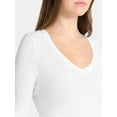 thumbnail image 4 of No Boundaries V-Neck Ribbed Top with Long Sleeves, Women’s, 4 of 5