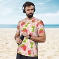 thumbnail image 4 of Wukai Strawberry Floral Print Men's Short-Sleeved Mesh T-Shirt,Quick-Dry Short Sleeve Workout T-Shirt-Medium, 4 of 8