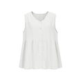thumbnail image 5 of Axiiglly White Tank Tops for Women Cotton Linen V Neck Button Down Sleeveless Relaxed Fit Boho Peplum Summer Fashion Tops 2026 L, 5 of 5
