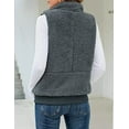 thumbnail image 3 of CoCopeaunts Women\‘s Casual Lightweight Fleece Vest Outwear Stand Collar Warm Fuzzy Zipper Vest with Pocket, 3 of 3