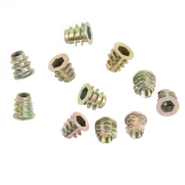 in Socket Kit For50Pcs M5x10mm Zinc Alloy Hex Drive Head Furniture Nuts Threaded for Wood Insert