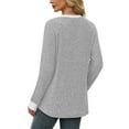 thumbnail image 6 of Long Sleeve Shirts for Women Sweaters Fall Outfits Color Block Winter Clothing Dressy Casual Soft Grey M, 6 of 7