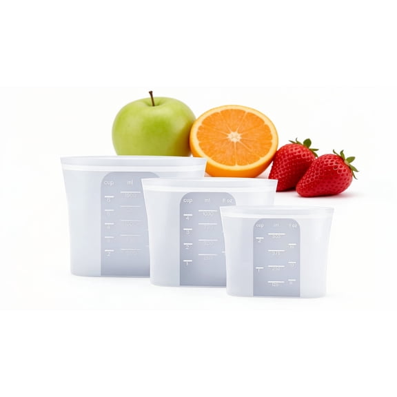Silicone Food Storage Bags Reusable Freezer & Lunch Bags, Leakproof Airtight Seal, BPA Free, 6 Pack (500ml*2, 1000ml*2, 1500ml*2)