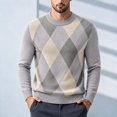 thumbnail image 3 of QSAWXQZ Men's Crewneck Sweater Long Sleeve Argyle Jacquard Pullover Knit Top 2XL, 3 of 8