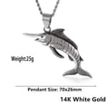thumbnail image 2 of Punk Vintage Tuna Shape Men's 14K White Gold Pendant Gothic Biker Animal Pendant Necklace Fashion Jewelry Gifts, 2 of 6