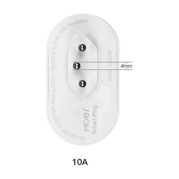 MOES Tuya 16A/10A Brazil Standard Smart Plug with Power Monitor, Smart Life APP WiFi Smart Socket Works for Google Home, Alexa