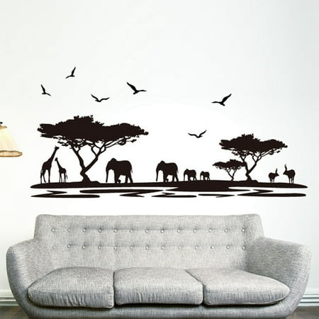 KABOER Personality Design Black Fashion Africa Animals Wall Stickers Background Fashion Bar Glass Living Room Home Decor Mural Decal