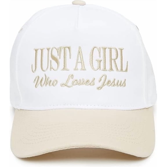 Two Tone Vintage Snapback Hat - Just a Girl Who Loves Jesus - Beige/White