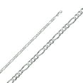 thumbnail image 2 of Wellingsale 14k White Gold Polished Solid 4mm Figaro 3+1 Concave Chain Necklace - 20", 2 of 6