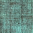 thumbnail image 1 of Ahgly Company Machine Washable Indoor Square Abstract Turquoise Blue Modern Area Rugs, 7' Square, 1 of 4