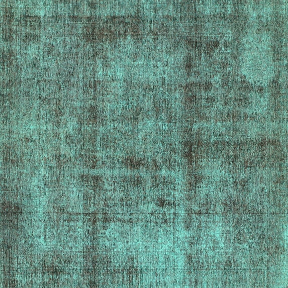 Ahgly Company Machine Washable Indoor Square Abstract Turquoise Blue Modern Area Rugs, 7' Square
