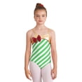 thumbnail image 3 of Alvivi Kids Girls Christmas Dance Jumpsuit Xmas Camisole Striped Gymnastics Leotard Bodysuit Green 10, 3 of 7