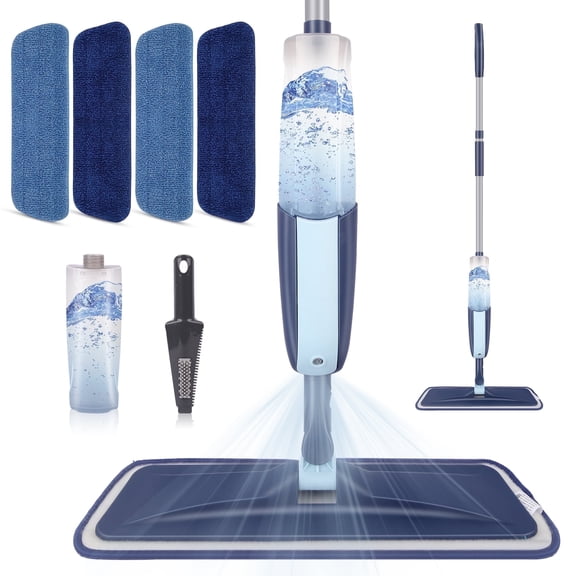 SUPTREE Microfiber Spray Mop for Floor Cleaning with 4 Washable Pads 1 Refillable Bottle 1 Scraper