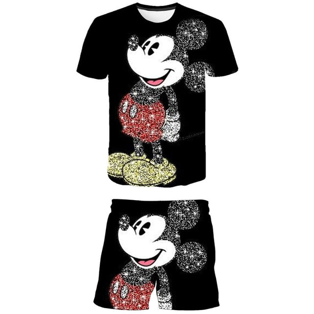 Nueva ropa de Mickey Mouse para niñas, conjuntos para niños, camisetas de verano con dibujos animados para niños y pantalones cortos, 2 uds./trajes de la serie Disney Suits8T Gao Jinjia LED