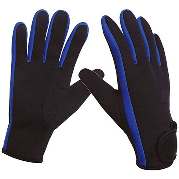 Five Finger Surfing Glove Double-Layer Water Gloves For Water Sports Outdoor Activities-Blue-M