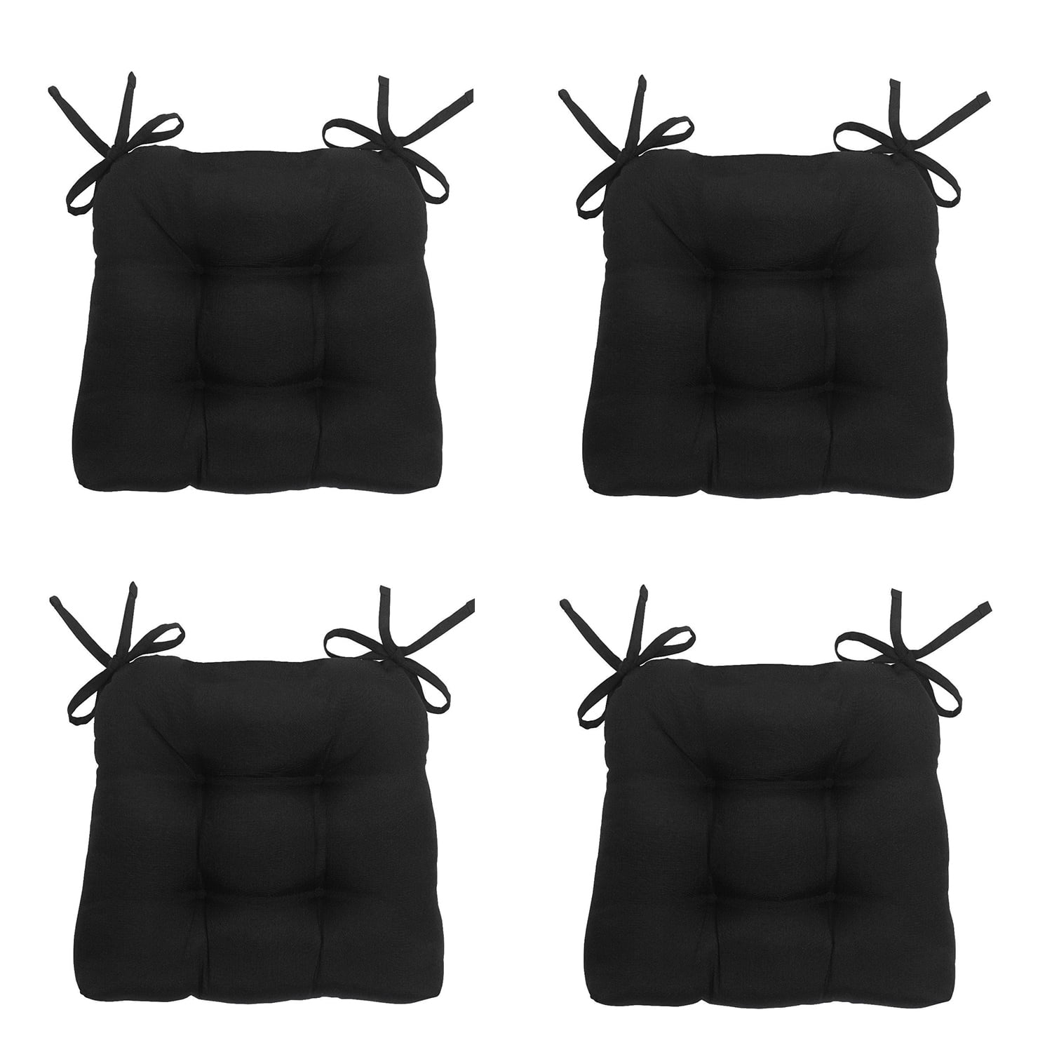 Set of 4 Square Solid Chair Pads Indoor Outdoor Seat Cushions Pillows