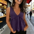 thumbnail image 5 of Women's Ruffle Hem Peplum Tank Tops With Tie Back Deep V Neck Solid Color Casual Summer Blouses For Daily Party And Vacation, 5 of 9