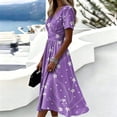 thumbnail image 6 of Boho Dresses for Women A-Line Midi Short Sleeve V-Neck Wrap Spring Dresses Casual Summer Beach Vacation Dress, 6 of 7